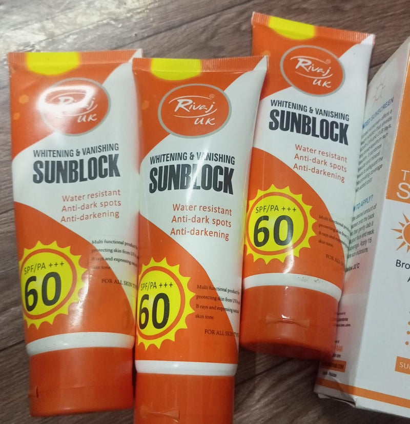 Rivaj UK Whitening & Vanishing Sunblock SPF 60 – Water Resistant